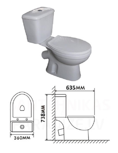 WC pot MILA with SC lid, 45 degree waste, MILA