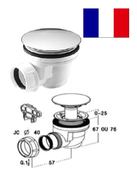 Shower syphon D60x11/2 with ch.cork, 205301