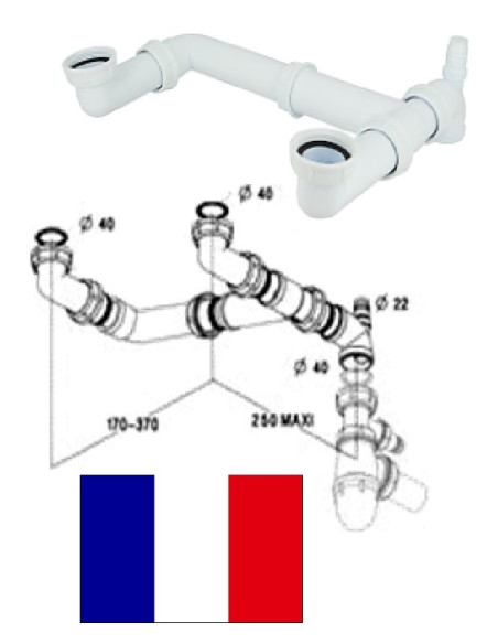 Syphon for double sink with mach.conn, 11/2X40