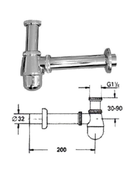 Sifons, bidē 1.1/4*x32 120, 1.1/4X32
