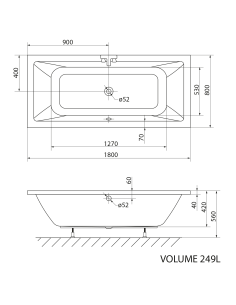 NISA Rectangular Bath 180x80x42cm, white - 1 2