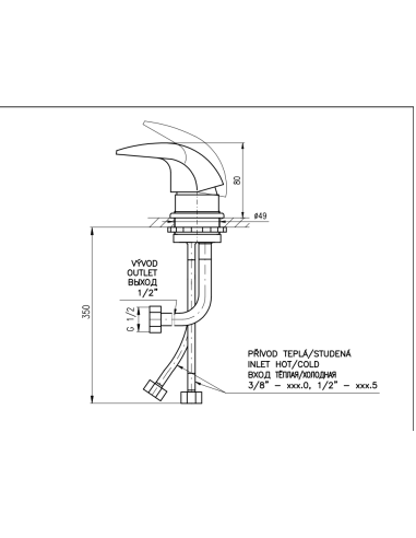 MIX bathtub rim mixer - chrome, size 1/2'', D468.5 - 2