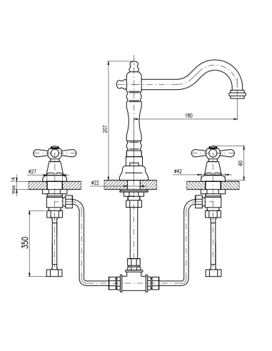 Basin lever mixer MORAVA RETRO bronze - Barva stará mosaz,Rozměr 3/8'' - 3