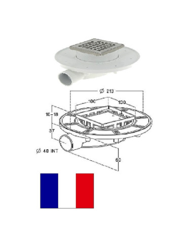 Floor drain with waterproofing SFH10INCE, 100X100 - 1
