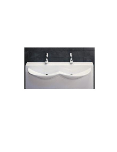 Ceramic sink, double 110x65, white, WALL TWIN - 1