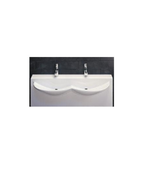 Ceramic sink, double 110x65, white, WALL TWIN - 1