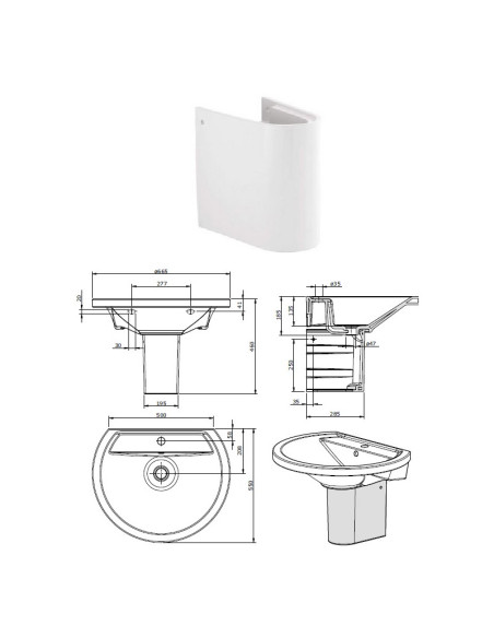 Half pedestal for sink 112220, REFLEX - 1