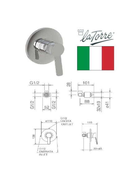 Смеситель для душа, встраиваемый 42050, NEW PRO - 1 Смеситель для душа, встраиваемый 42050, NEW PRO - 1