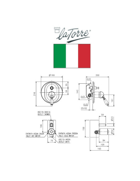 Смеситель для душа встраиваемый 8050 R C, ZAFIRA - 1 Смеситель для душа встраиваемый 8050 R C, ZAFIRA - 1