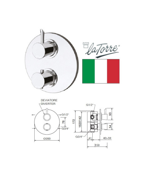 Термост.cмес.для душа с 2-ходовым перекл, KONVEX - 1 Термост.cмес.для душа с 2-ходовым перекл, KONVEX - 1