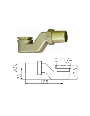 Floor drain for bath siphon 907 1.1/2&quot, MISINS - 1