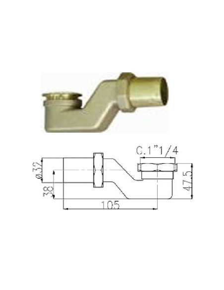 Floor drain for bath siphon 907 1.1/2&quot, MISINS - 1