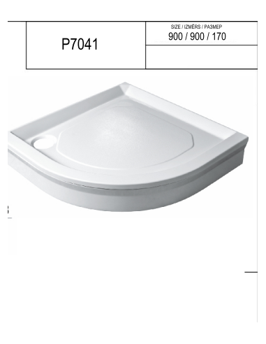 Dušas paliktnis "SPN P 7041",  R 500, 900 x 900 - 3