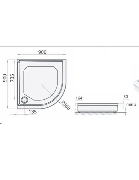 Dušas paliktnis "SPN P 7041",  R 500, 900 x 900 - 4 Dušas paliktnis "SPN P 7041",  R 500, 900 x 900 - 4