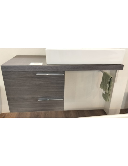 Skapītis ar 2 atvilktnēm un dvieļa turētāju,100x41x44cm, pelēks - 2