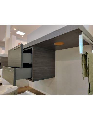 Skapītis ar 2 atvilktnēm un dvieļa turētāju,100x41x44cm, pelēks - 4