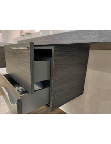 Skapītis ar 2 atvilktnēm un dvieļa turētāju,100x41x44cm, pelēks - 5