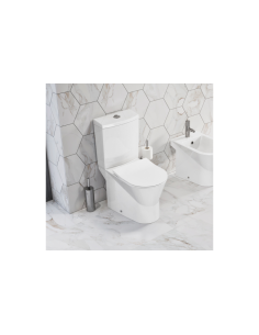 Sanindusa freestanding toilet with lid 65W/D, floor outlet, white - 1