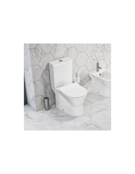 Отдельно стоящий унитаз Sanindusa с крышкой 65W/D, слив в пол, белый - 1