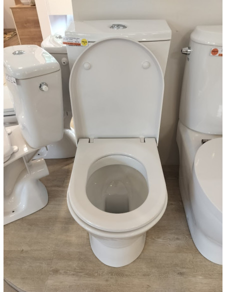 Sanindusa freestanding toilet with lid 65W/D, floor outlet, white - 6