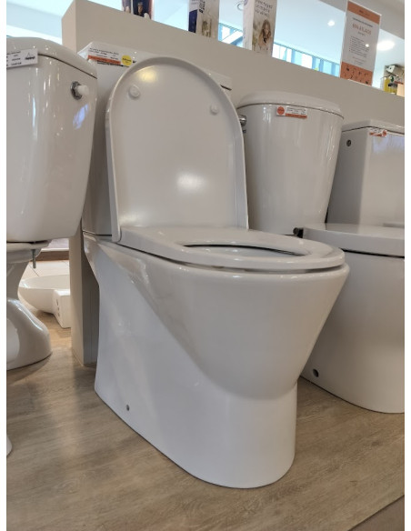 Sanindusa freestanding toilet with lid 65W/D, floor outlet, white - 7