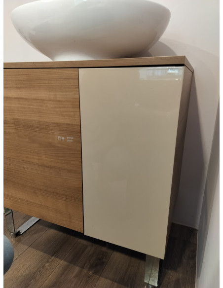 Skapītis ar virsmu 80x51x63cm, 2 durtiņas, stikla plauktiņš, 2D W51 WH mocha - 2