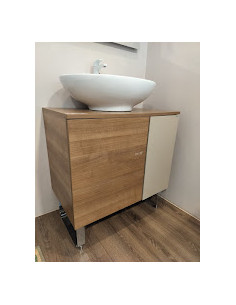 Skapītis ar virsmu 80x51x63cm, 2 durtiņas, stikla plauktiņš, 2D W51 WH mocha - 6