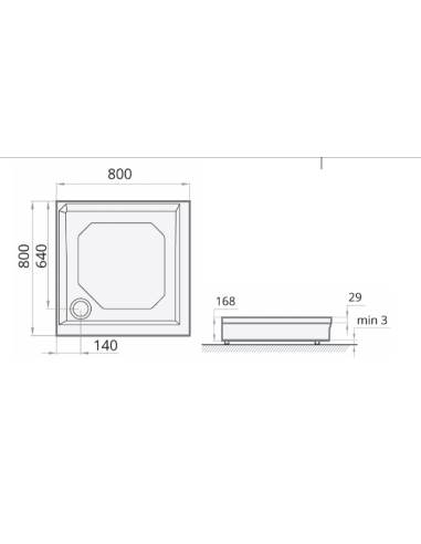 Shower tray "SPN P 7044", Square,800 x 800 - 5