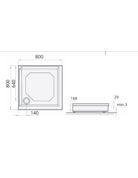 Shower tray "SPN P 7044", Square,800 x 800 - 5