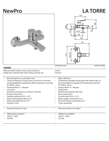 La Torre vannas jaucējkrāns Newpro 42020 S - 4