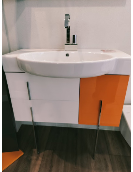 Skapītis izlietnei 80 15082,balts/oranžs - 1