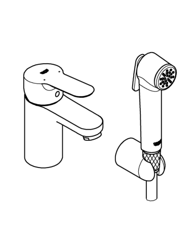 Grohe BauEdge - Смеситель для раковины с биде-душем, хром 23757000 - 2