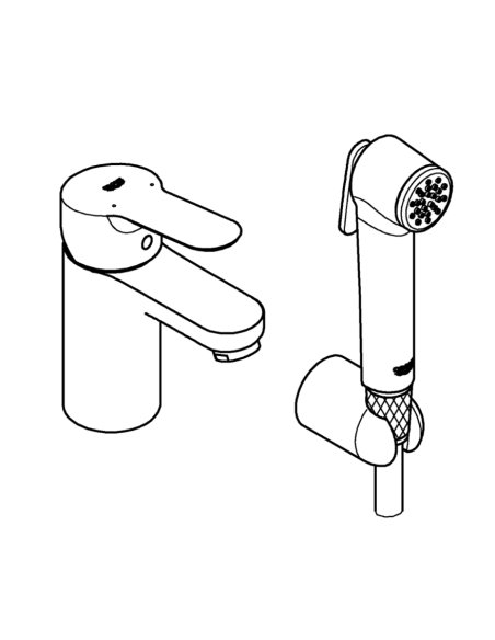 Grohe BauEdge - Valamusegisti bideedušiga, kroom 23757000 - 2